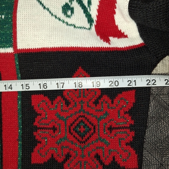 Vtg Nutcracker Ugly Christmas Sweater Tree Presents Snowflake Bell Sz L *Stain - Picture 8 of 10